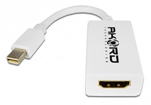 AKORD Câble adaptateur mini-DisplayPort / Thunderbolt vers HDMI pour Mac (convertisseur VIDÉO + AUDIO pour Unibody MacBook - Pro - Air - iMac + PC avec mini-DP etc.)