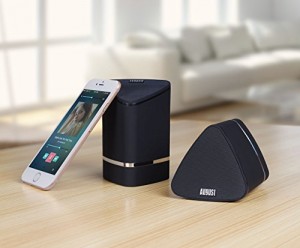 [Nouveauté 2016] August MS625 - Set d'Enceinte Bluetooth Stéréo Portable True Wireless Stereo - Paire de Haut-Parleurs Entièrement Sans-fil 2x5W pour Smartphones, Tablettes, PC, TV et Lecteurs MP3 - Liaison Sans-fil entre Enceintes et Batterie Rechargeabl