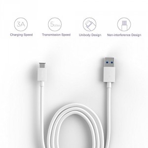 JoyNano USB 3.1 de type C Homme à USB 3.0 Type A mâle Sync & Charge Cable Data Conception réversible pour Macbook Chromebook Pixel et autre USB-C Périphériques compatibles 3.3ft / 1m (C-A Blanc)