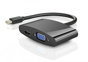 efans Noir Mini DisplayPort (2 en 1) Thunderbolt vers HDMI / VGA Display Port Câble adaptateur pour Apple Mac Book MacBook Pro MacBook Air Mac mini