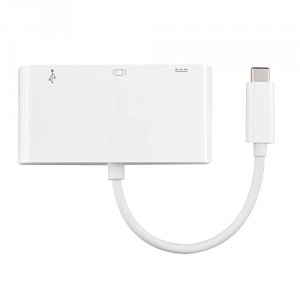 kwmobile Adaptateur USB 3.1 type C 3 Port Hub avec VGA pour Apple MacBook 12" Chromebook Pixel Nokia N1 MSI mainboardZ97 SanDisk LaCie HD en blanc