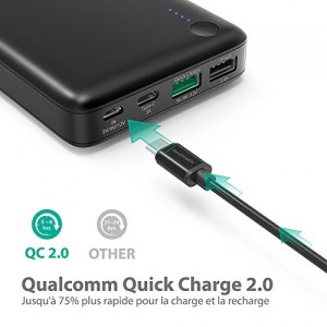 Chargeur Portable 20100mAh RAVPower Batterie Externe à 3 Ports de Sortie USB avec Technologie iSmart et Qualcomm Quick Charge QC2.0, Entrée & Sortie USB Type-C