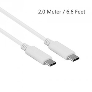 JoyNano USB 3.1 de type C Homme à Type-C Homme Sync & Charge Cable Data Conception réversible pour Macbook Chromebook Pixel et autres périphériques USB-C Périphériques compatibles 6.6ft / 2m (C-C Blanc)