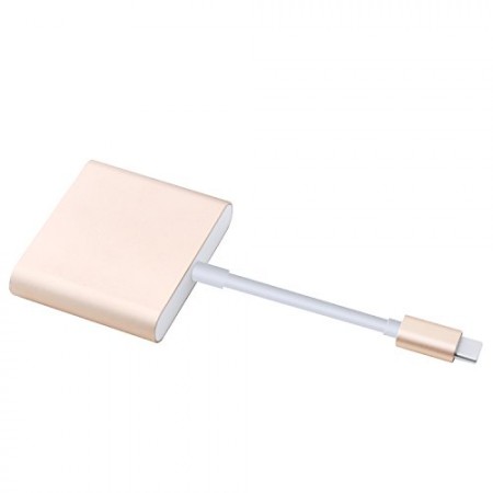 Nouveau Adaptateur Câble USB*1x USB mâle type C *1x USB femelle type C *1x HDMI femelle, USB 3.0 fe*USB-C Digital AV Adapter Multiport en Aluminium cable usb (Or, 1)